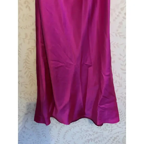 GENERATION LOVE Satin Pink Silk Dress with Spaghetti Straps - Picture 3 of 8